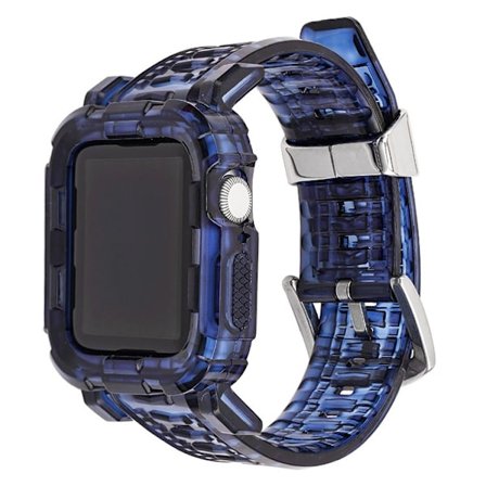Kellon ranneke Apple Watch iWatch 42/44/45mm Jelly Royal Blue -kelloon, pidennetty versio, teräsvanteilla