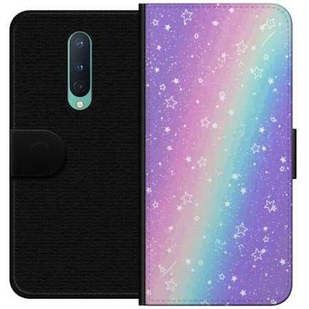 Kompatibel Tegnebogsetui til OnePlus 8 Rainbow-farvet pastelbaggrund med hvide stjerner og glitrende prikker i blød overgang