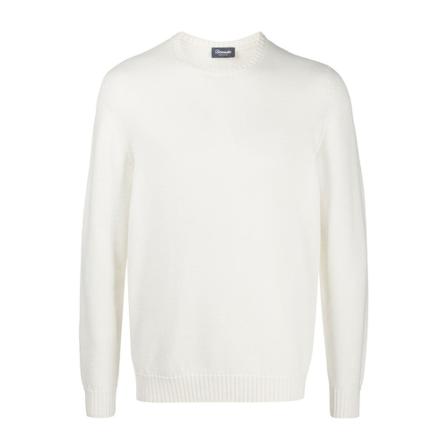 Drumohr Crew-Neck Sweater Hvid, Herre