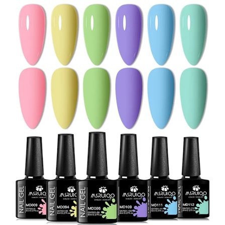 6-pack All-season Gel Nagellack Set Nude Rosa Röd Glitter Semi Permanent UV Gel Polish Kits Allt För Manikyr Soak Off Vernis