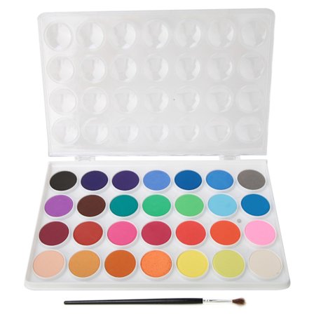Målarpigment fast pulver akvarellkakor målarset med vattenfärgspenna (28 färger)