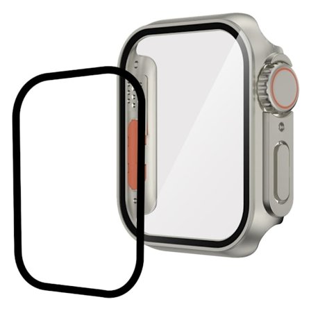 Apple Watch SE 2022 (44mm) / SE 44mm / 6 / 5 / 4 cover med skærmbeskytter i hærdet glas - Starlight Sølv / Orange