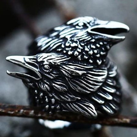 Ring - Norse Mythology - Odins ravens - Stainless steel - High quality