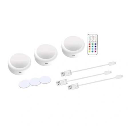 LED-spots RGB 13 farver genopladelige hvide 3-pak