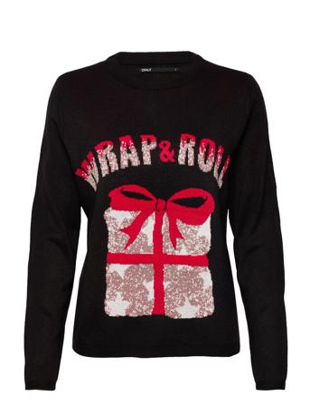 Onlxmas Wrap L/S Pullover Box Knt Pullover Svart ONLY