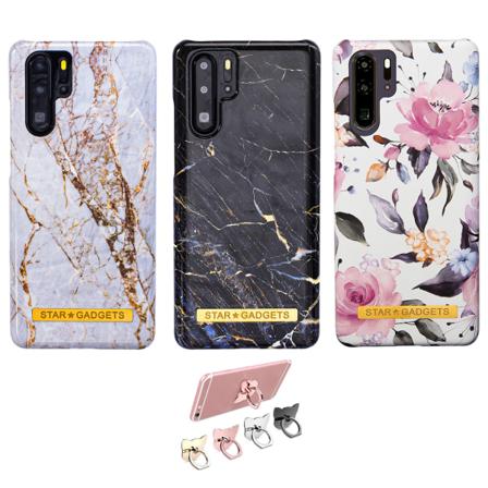 Huawei P30 Pro - Skal / Skydd / Blommor / Marmor Rosa