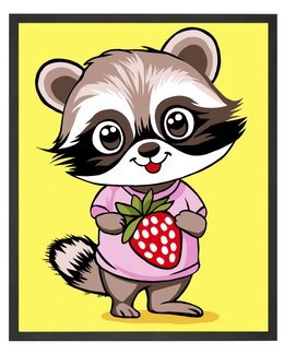 Paint By Numbers Jordbær Vaskebjørn - WizardiArt