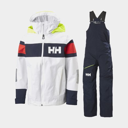 Completo da vela Helly Hansen JR Salt, Bianco + Blu Navy, bambini & junior, 140 cl (10 anni)