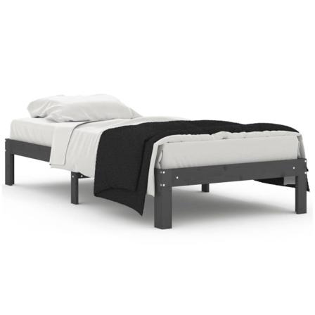 Vidaxl Sängram Grå Massivt Trä 90x190 Cm 3ft Grå