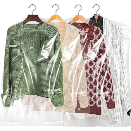 10 stk. renseriposer, klare plastikposer, gennemsigtigt tøjbetræk, støvtæt hængende tøjposer