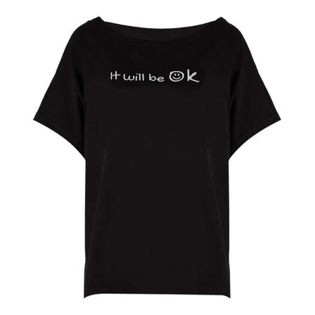 by Insomnia, Nanette T-Shirt "Ok" Czarny, Kobieta, Rozmiar: S