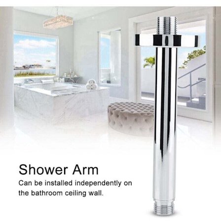 Runt duscharm i rostfritt stål med väggfäste för takdusch (15 cm)