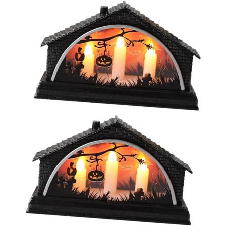 2 vintage Halloween dekorative græskarlys, LED skrivebordslys, Halloween lys, LED flammelys, græskarlys, ba