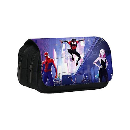 Spiderman Penalhus Stor Kapacitet Dobbelt Lynlås Penalhus Pen Taske Skole Studenter Papir Organizer Penalhus Gaver(E)