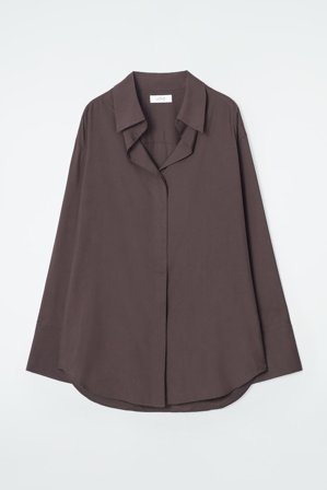 COS Women's The Draped Silk Shirt in Brown