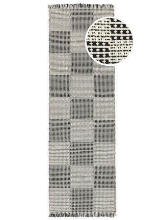 Checkered Cuadro Black/White Runner Rug Small