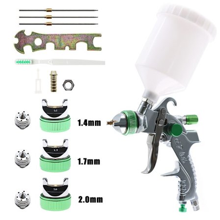 Gravity Feed Air Spray Gun 3 suutin 1,4 mm 1,7 mm 2,0 mm, ilmamaalaussarjat 600 cc:n kupilla autopohjamaalille