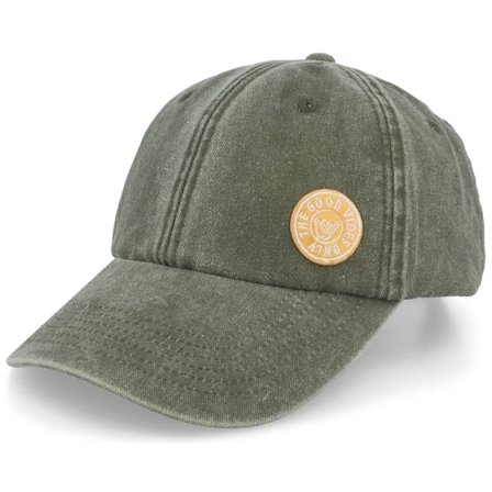 Iconic - Green unconstructed Czapka Z Daszkiem - The Good Vibes Only Washed Denim Olive Dad Cap @ Hatstore
