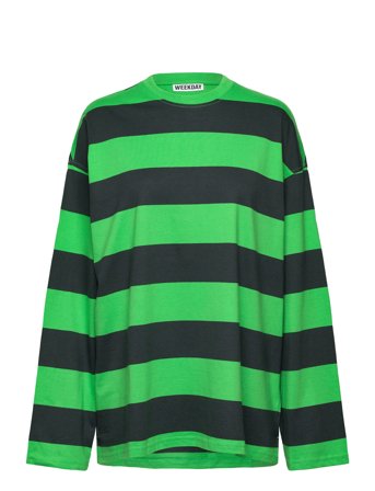 Weekday Long-Sleeved Oversized Cotton T-Shirt - Green - S