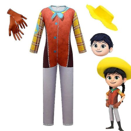 Børne Dino Ranch Kostume Bodysuit Jumpsuit Hat Handsker Maske Sæt Performance Dragt Outfit