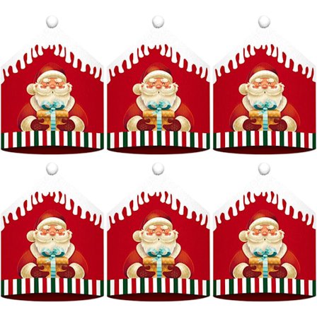 Julstolsöverdrag, Dekorativ röd infällbar julstol, Tvättbart julstolsryggstöd, Skyddande universal julstol, med tomte