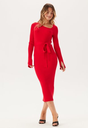 BUBBLEROOM-Asymmetric Knitted Midi Dress-M