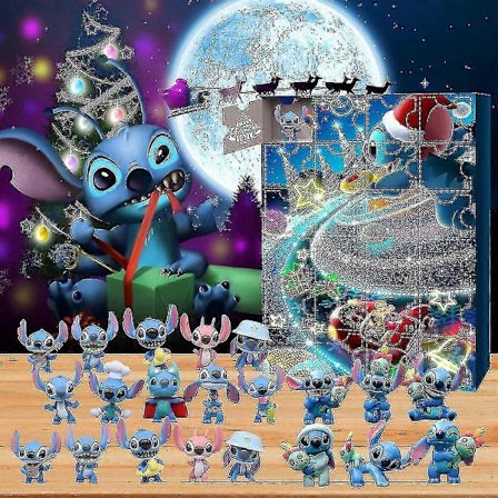 Stitch 2025 Julekalender, Xmas 24 Dagers Nedtellingskalendere, 24 stk. Søte Tegneserie Stitch Figurer Blindboks Gaver
