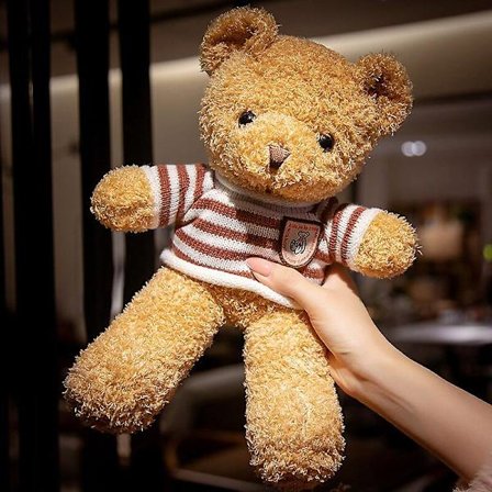 6 Stiler Kjærlighet Fluffy Teddybjørn Med Genser Fylt Squishy