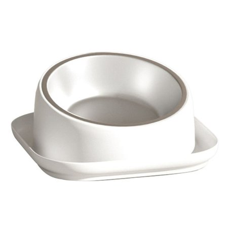 Katteskåle, hævet, skråtstillet, forhindrer opkastning og spild, hundeskåle hvid
