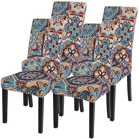 4-delad stretchig stolskydd, matskydd, enkelt att installera och rengöra, stol