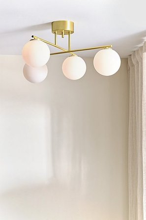 Jotex - Loftlampe Opalhvid/børstet messing - FELICITY - Køb Loftlamper hos Jotex