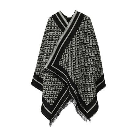Elisabetta Franchi, Cape With Lettering Pattern Zwart, Dames, Maat:ONE Size,Viscose