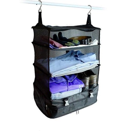 Utendørs reise forretningsreise trelags klesoppbevaring hengende pose sammenleggbar nettingoppbevaringspose