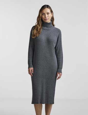 YAS Yasmavi Knit Midi Rollneck Dress Noos - Grey - M