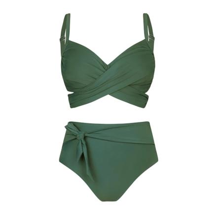 Plus Size Wrap Tie High Waist Bikini Set For Women Stor storlek 3XL Tvådelade Baddräkter 2023 Strandbaddräkter Badkläder DGA12C3H002RR 1X