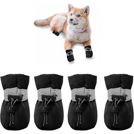 Skridsikre hundesko (4, sorte), hundesko, potebeskytter, disse komfortable bløde sålede hundesko kommer med