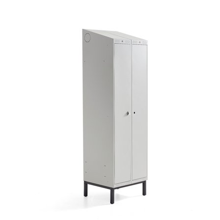 Doppelspind CLASSIC COMBO mit Beingestell, 2 Türen, 2100 x 600 x 550 mm, grau