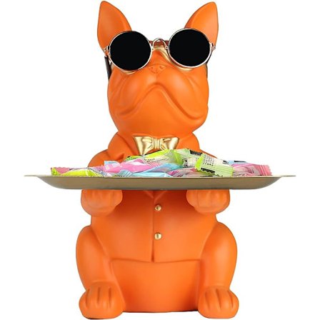Orange Resin Bulldog Bakke Statue Opbevaring Nøgleholder Slik Smykker Øreringe Bakke Velegnet Til Hjem Decor Moderne Kunst Spisebord Decor Kontor Små 