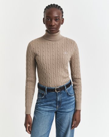 GANT Damen Zopfstrick Rollkragenpullover aus Stretch-Baumwolle (XXL)