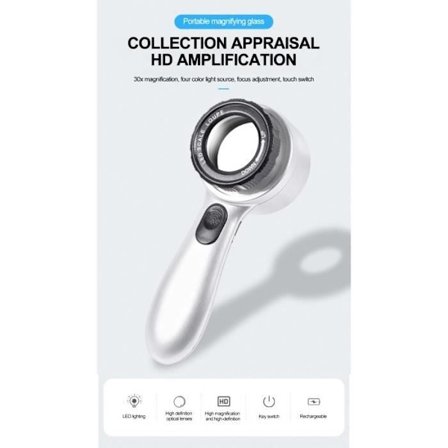 30X LED Forstørrelsesglass med 4 Moduser - Opplyst Leselys for Folk, Smykker, Eldre, Synshemmede