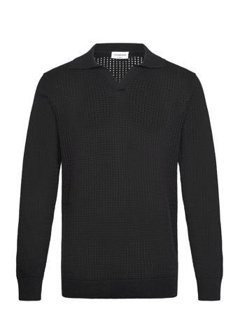 Lindbergh | Crochet Knit L/S V-Neck Polo | XL