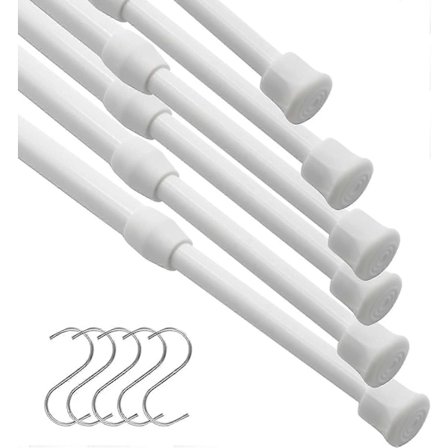 6 st Teleskopisk Gardinstång, Utdragbar Stång, 43-70 Fjäderspänningsstång, Duschdraperistång utan Borrning för Dusch eller Bad