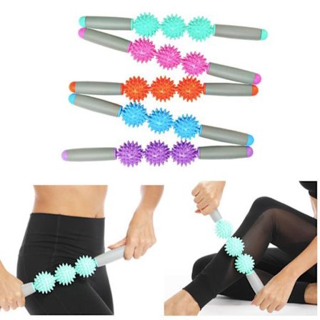 Gym 3 Point Spiky Ball Muskel Massasje Roller Yoga Stick Body