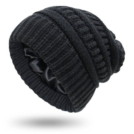 Mote Ny 9 Farger Dame Vinter Varm Strikket Lue Sateng Silke Foret Kabelstrikket Beanie Tykk Slapp Skull Cap