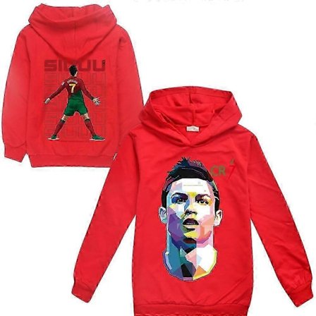 Cristiano Ronaldo Hettegenser VM-trøye Nr. 7 Julegaver Fotballstjerne Hettegenser Jenter Gutter Hettegenser Genser Topper Barn Tenåringer - Perfekt 