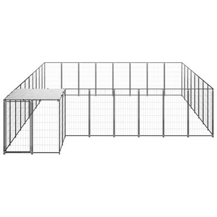Vidaxl Hundgård Svart 20,57 M² Stål Svart