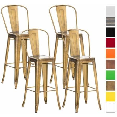 Set med 4 Aiden designbarstolar i robust metall med ryggstöd och fotstöd - Gul - CLP Gul