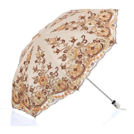 Hopfällbart UV-parasoll Snö/Regn/Sol Paraply Broderi Bröllopsparaply