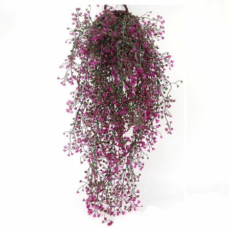Kunstig hængeplante, Ivy Vine Kunstig plante indendørs udendørs kunstige blomster til væg- og havedekoration - 80 cm sæt med 3 magenta