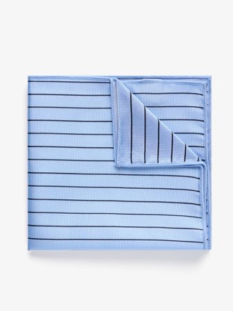 John Henric Men's Light Blue & Navy Blue Pinstriped Pocket Square Silk Size Onesize